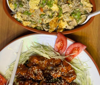 Fried Rice and Schezwan Chicken